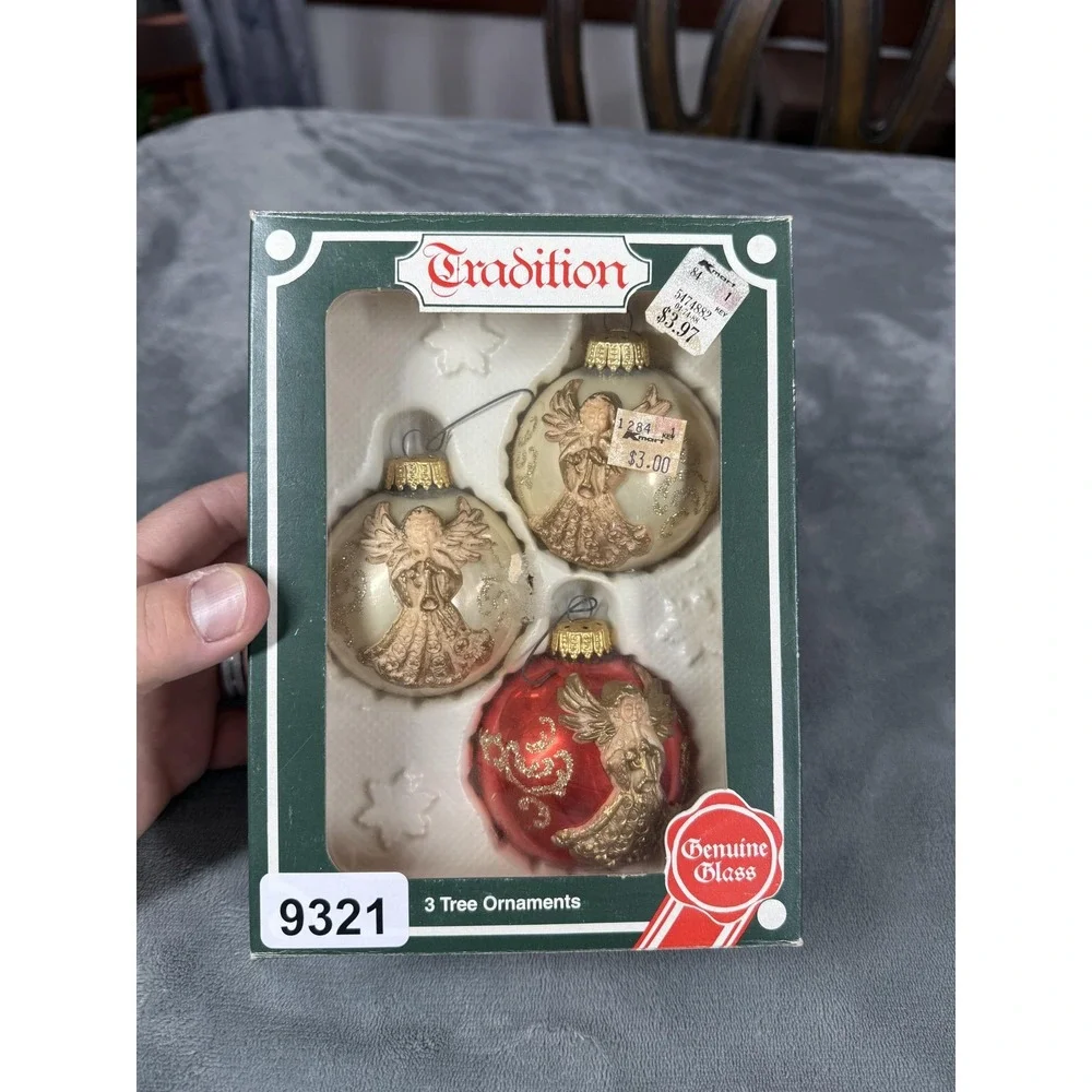 Vintage Tradition Glass Christmas Tree Ornaments Angels Set of 3‎ West Germany